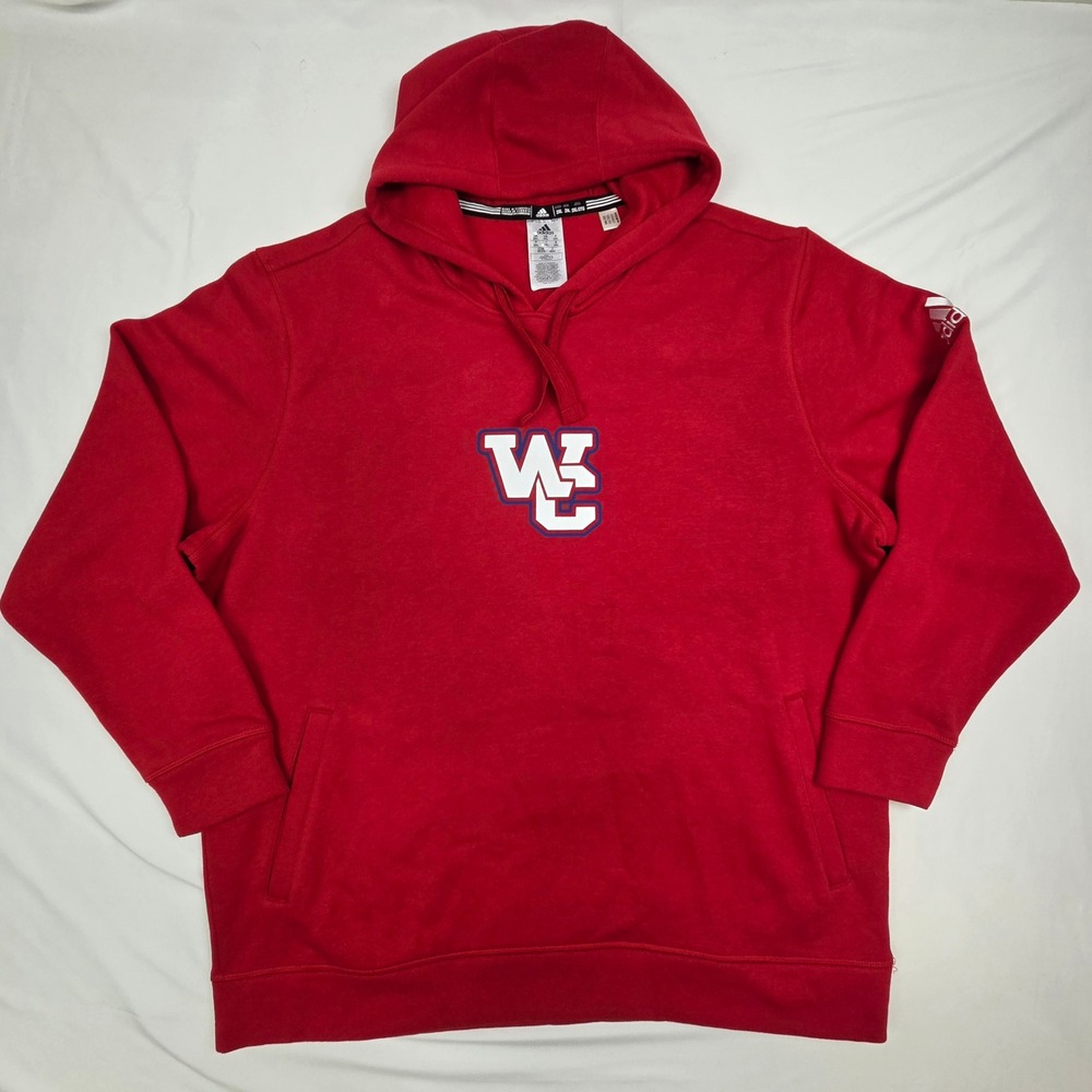 Adidas Mens Hoodie WC Collegiate Patch Pullover Sweatshirt Red 2XL